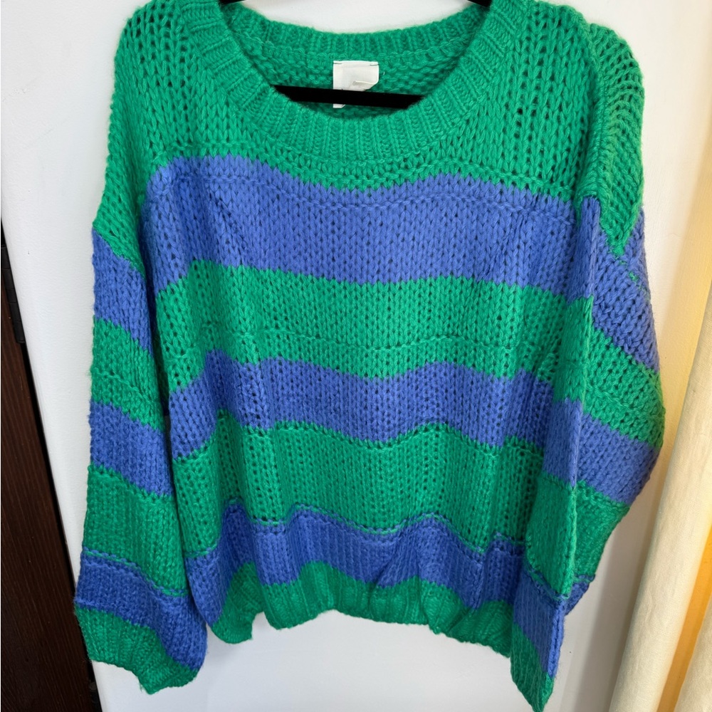 Vibrant Striped Crew Neck Sweater
